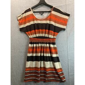 Delirious Los Angeles Striped Dress Women Large Orange Mini Dress